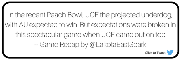 Peach Bowl Auburn v UCF Bowl Guide Recap by Michael Patterson Art by Lauren Maier Lakota East Spark Online Newsmagazine Spark 