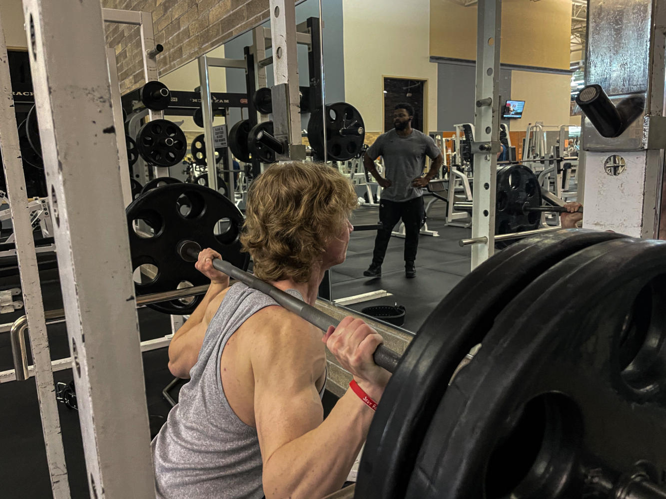 East junior Brad Reid squatting 225 lbs at Fitworks gym. 